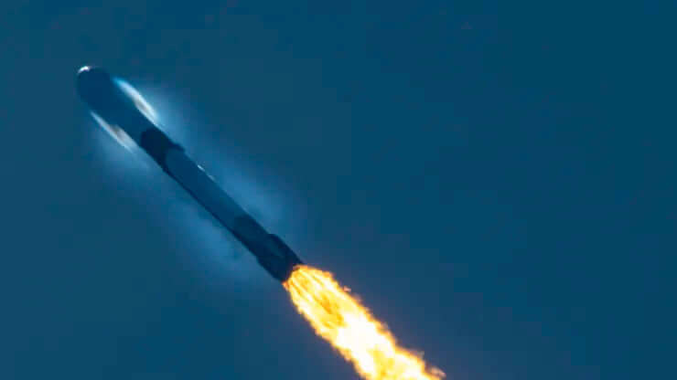 Falcon 9 in the sky with blue background