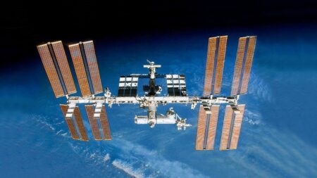 International space station in earth’s orbit