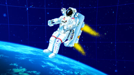 NASA astronaut using jetpack