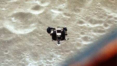apollo 10 lunar module snoopy orbiting the moon