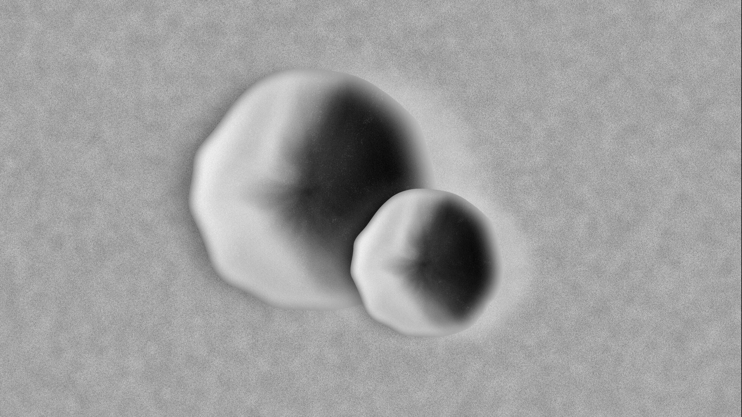 Graphic showing a smaller crater lying ontop of an older one. Superposition.