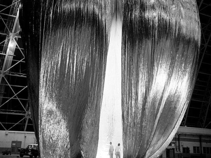 NASA echo balloon mylar and aluminium material hanging from the ceiling