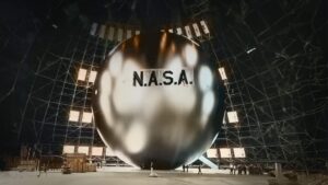 Echo balloon satellite in the NASA hangar