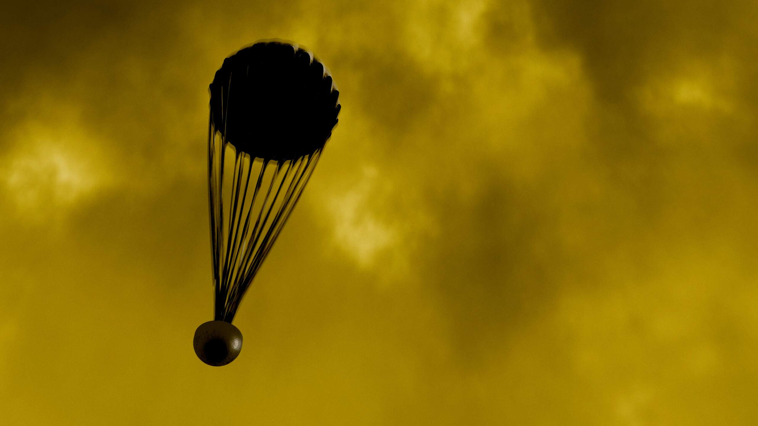 Animation showing Venera 4 falling through Venus' atmosphere with parachute open