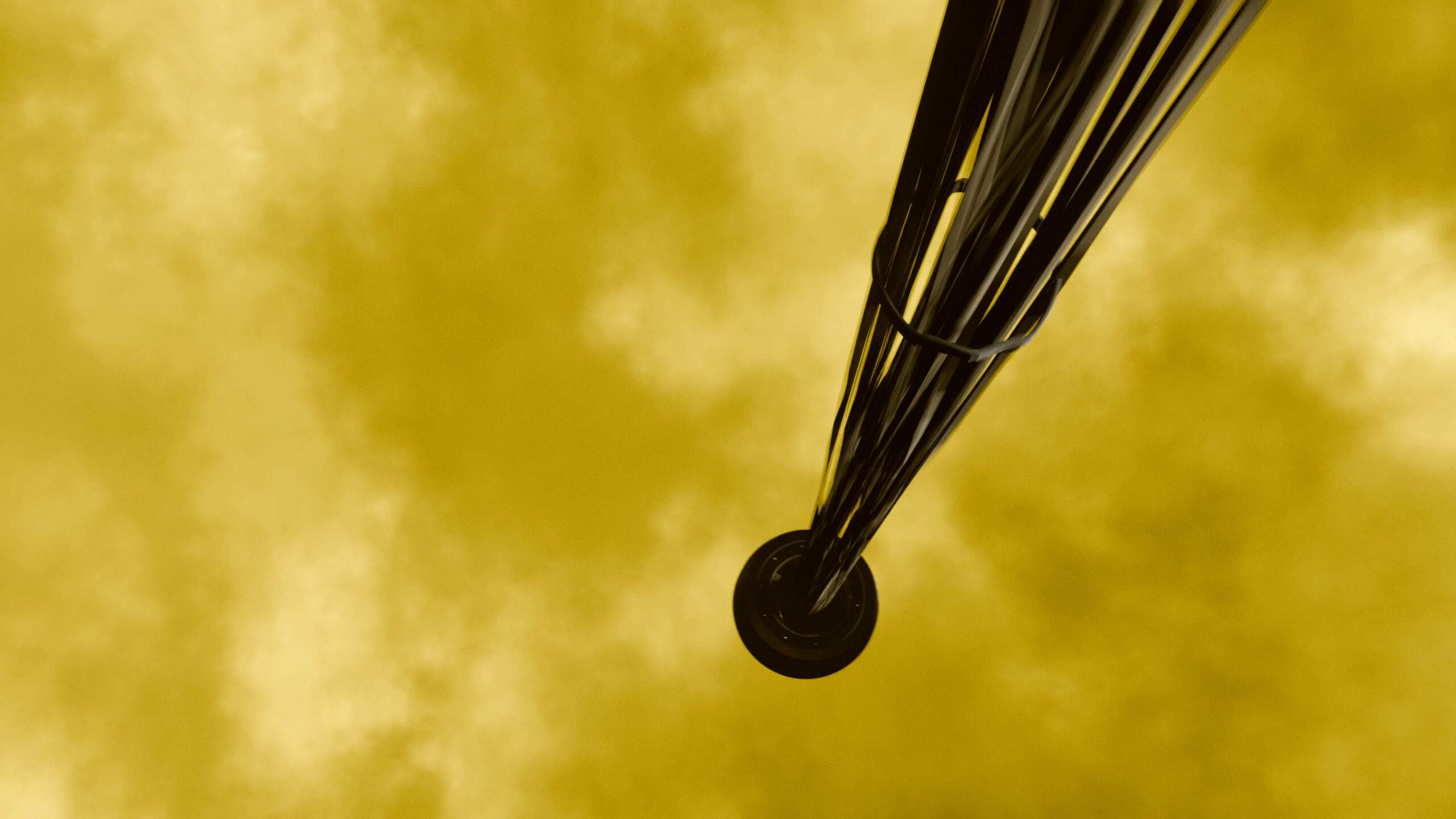 Graphic of Venera 7 falling through Venus' atmosphere with parachute cord