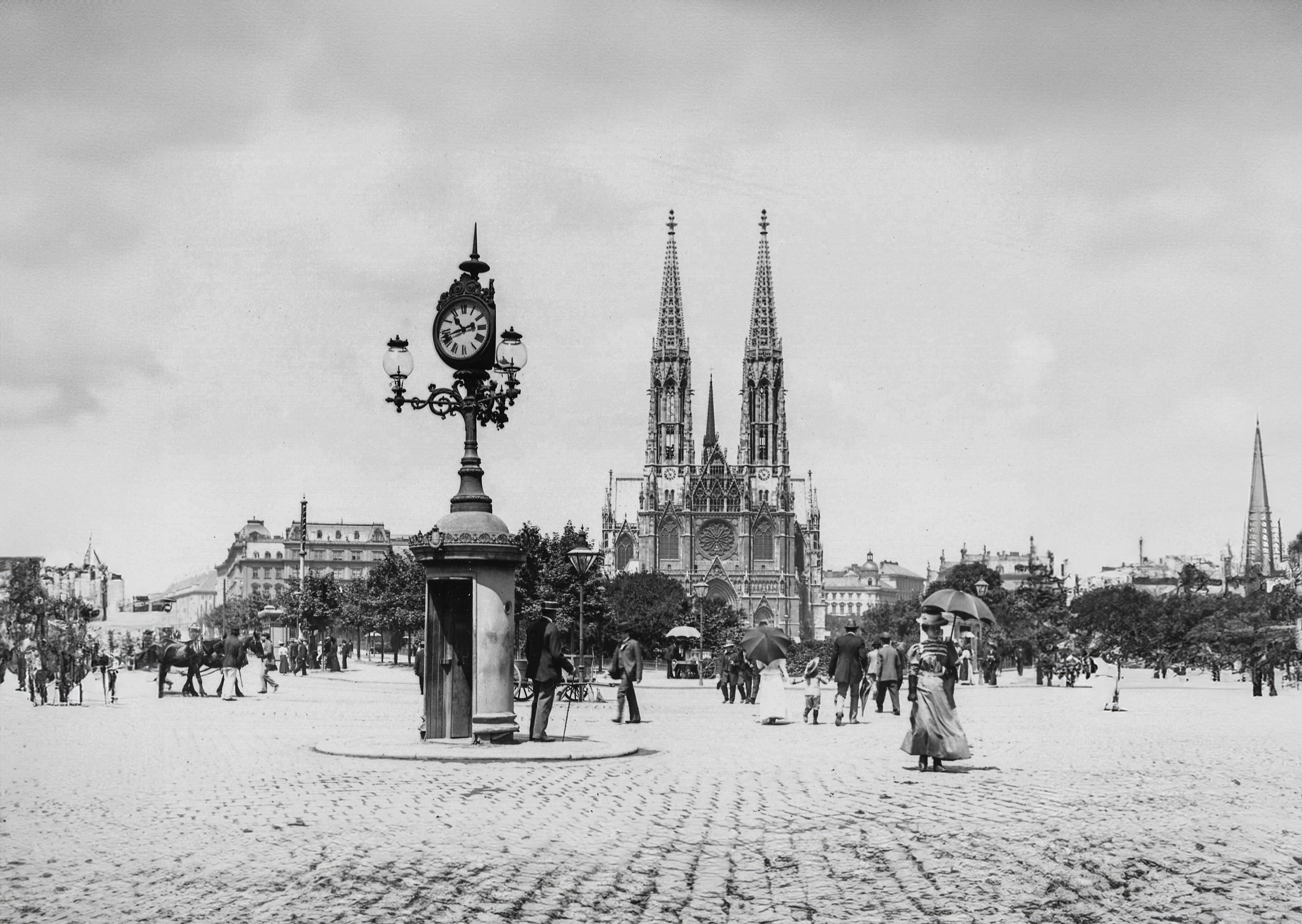 A pneumatic street clock in Vienna during the 1800's