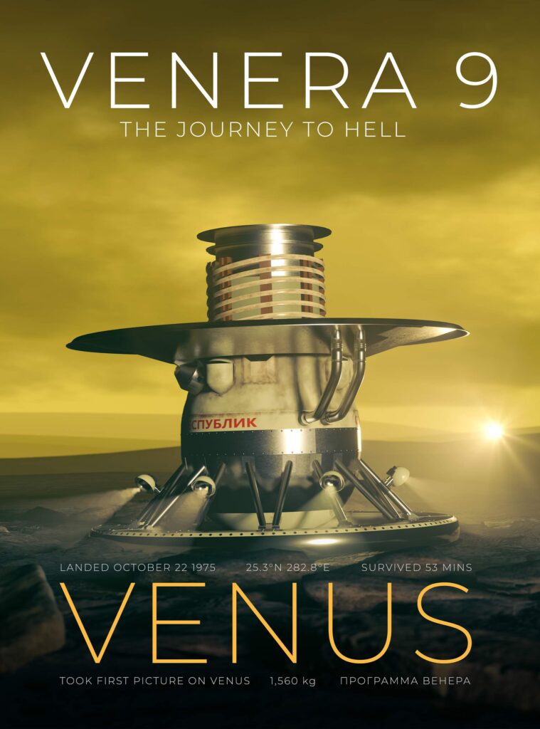 Venus poster showing the Venera 9 space probe on the surface of Venus