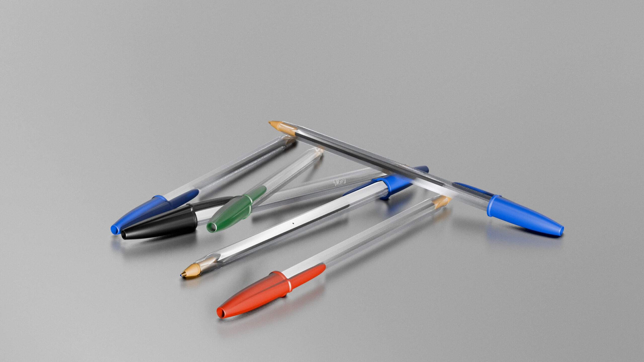Image showing a pile of BIC Cristal pens in all colors blue, black, red and green
