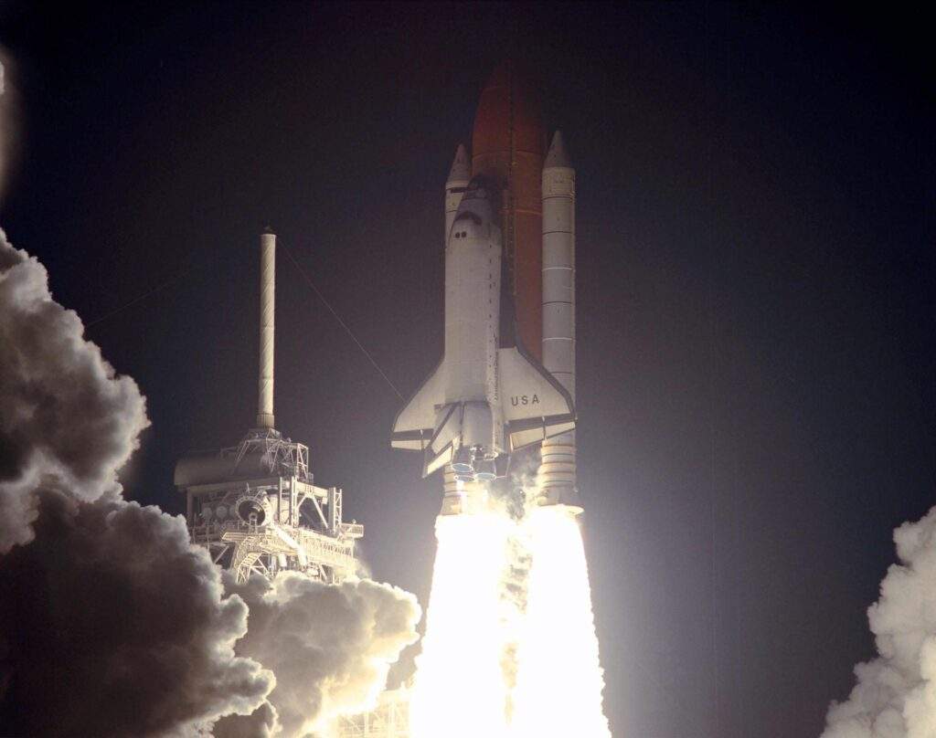 Space Shuttle Columbia lifting off from the Kennedy Space Center during the STS-93 mission