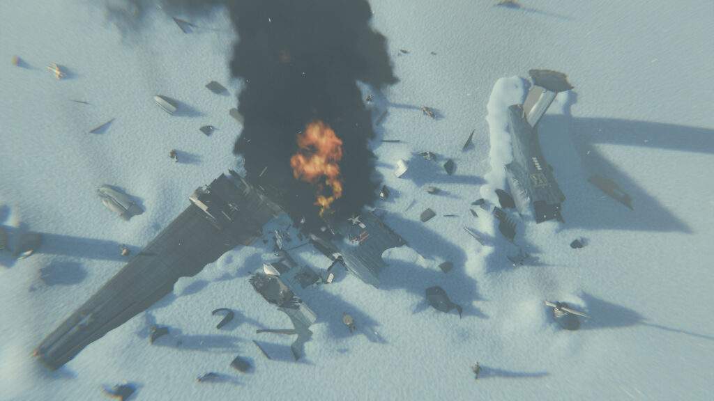 3D animation showing what the crash site looked like during the Operation Highjump plane crash