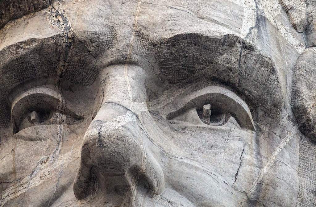 Closeup shot of Mount Rushmore eyes