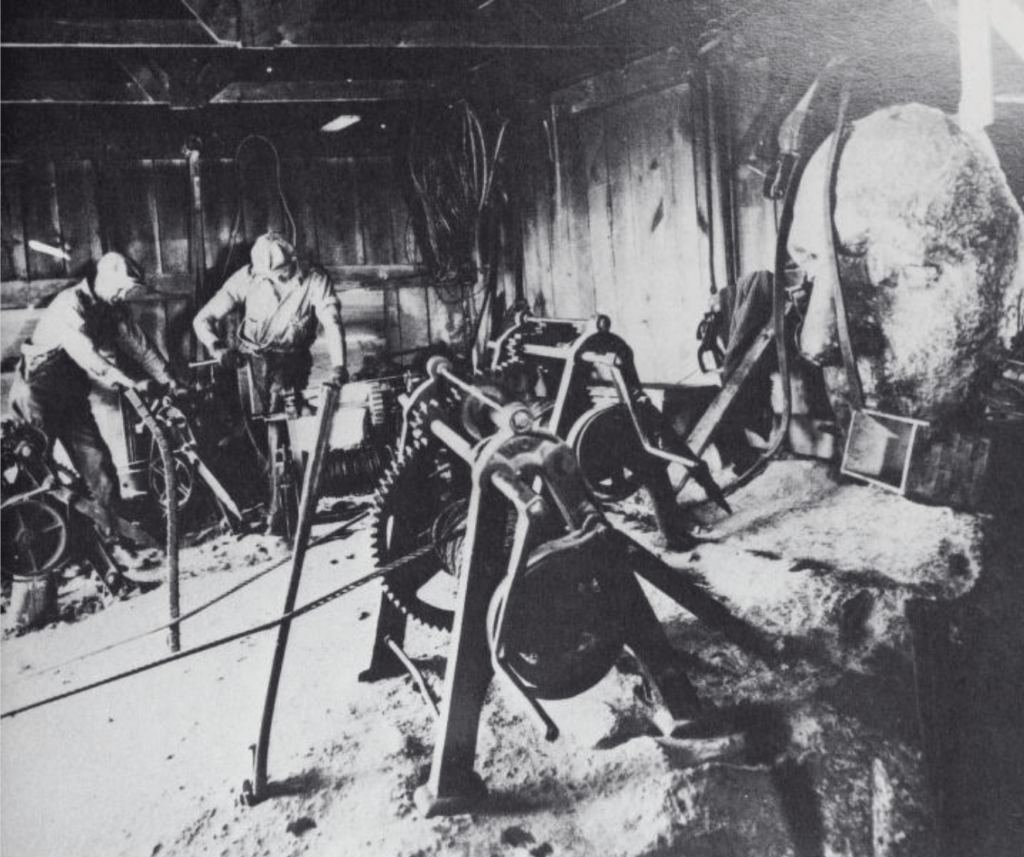 Inside the Mount Rushmore winch house which lowered the workers over the side of the mountain