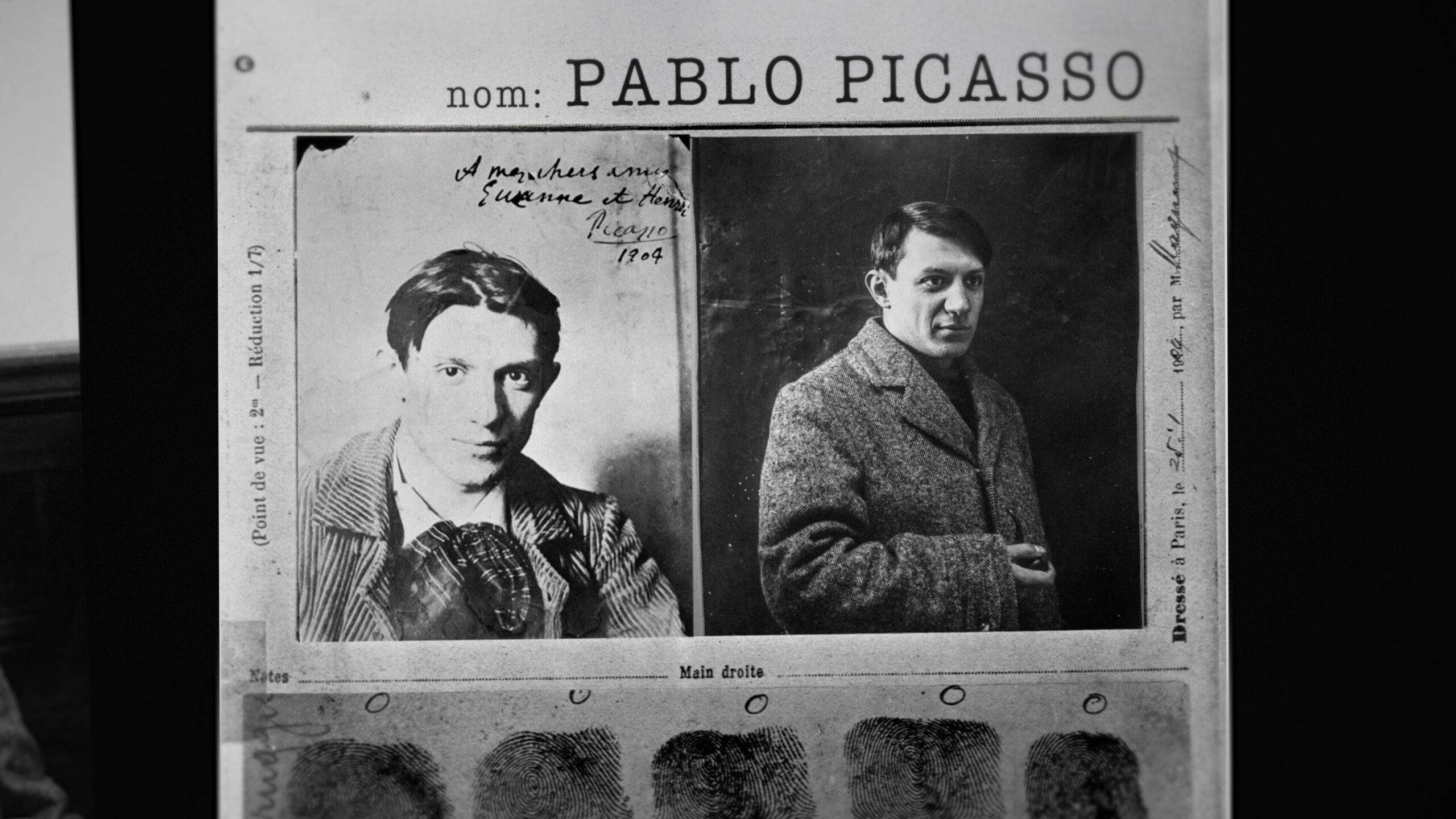 Old black and white photographs showing the famous Pablo Picasso when he was young