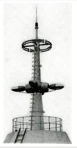 Black and white photo of the Empire State Building's radio antenna in 1931