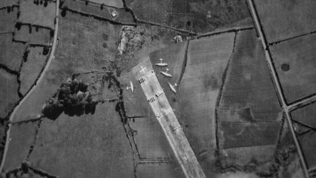 An artists rendition of the fake airstrips used to decieve the Nazis during d-day