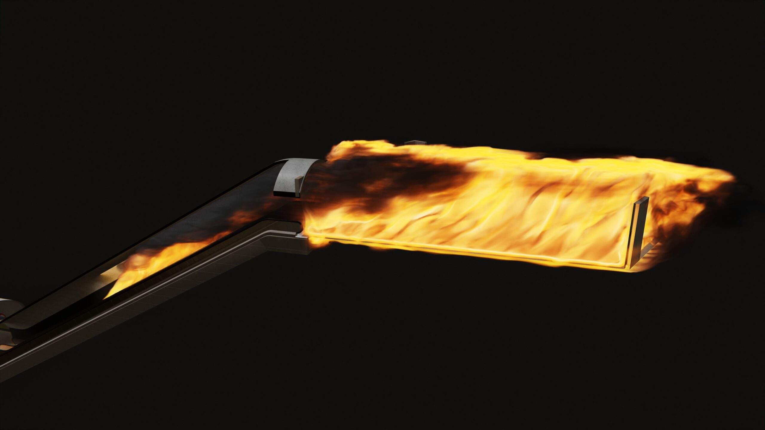 Fire rushing up the escalator shaft and into the ticket hall during the 1987 London Underground fire