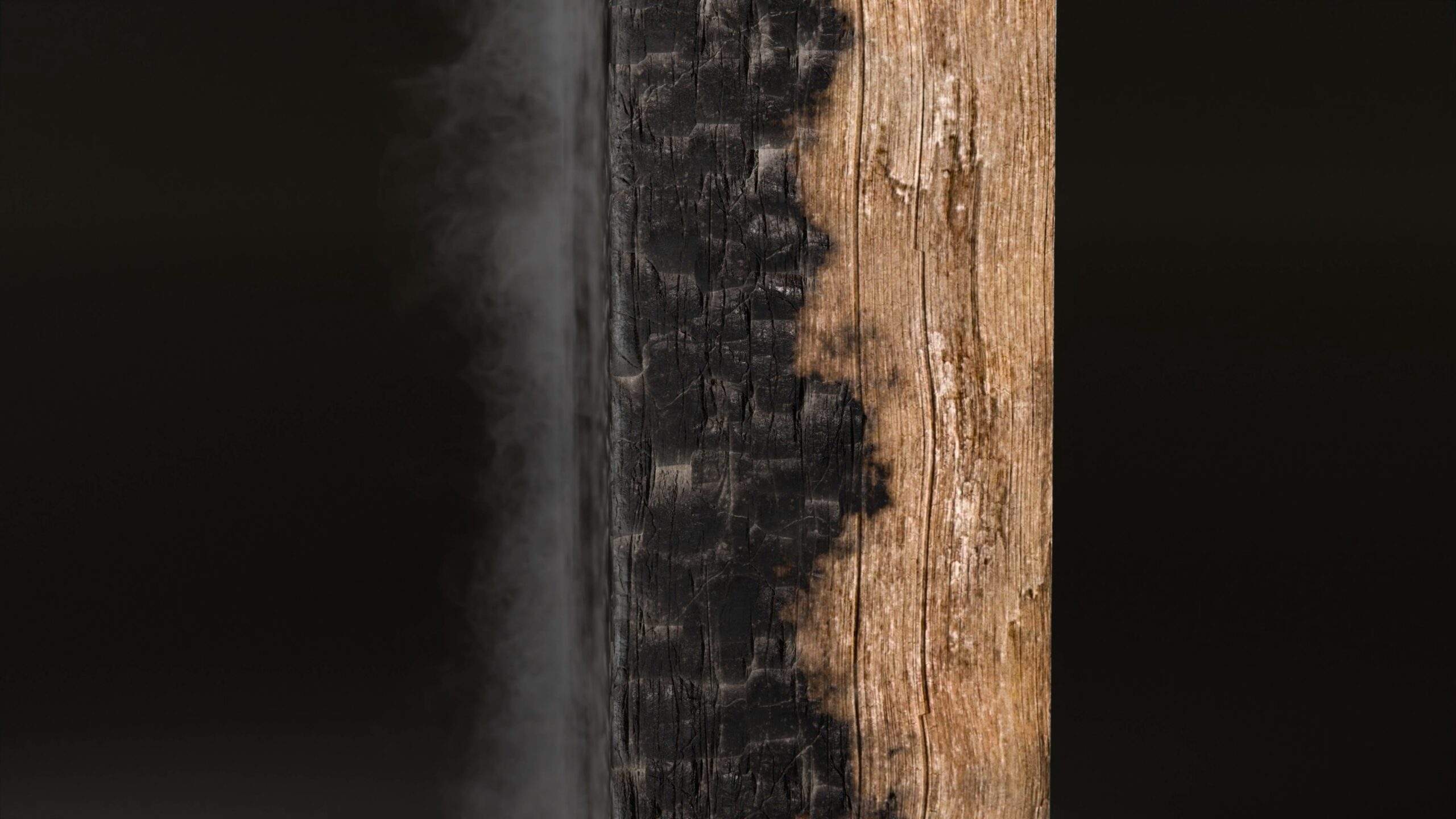 Char depth in a piece of wood